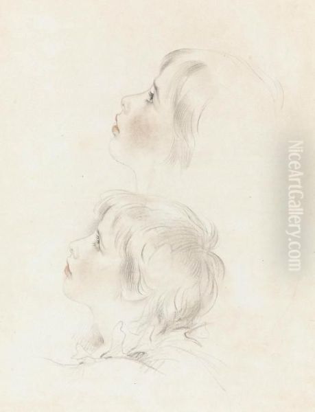 Two Studies For Arthur From Shakespeare's 'king John' Oil Painting by George Henry Harlow