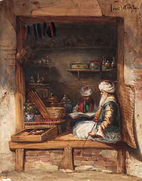 An Oriental bazaar Oil Painting by William Wyld