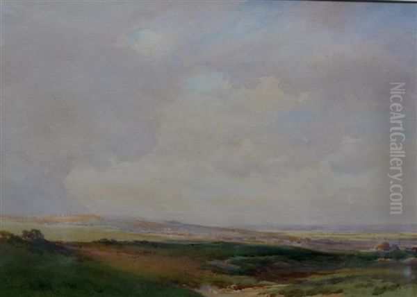 On The Sussex Downs Oil Painting by Charles Harrington