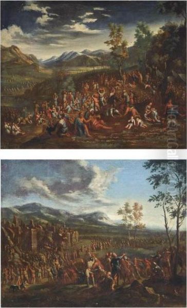 The Ark Of The Covenant; And Moses On Mount Sinai Oil Painting by Johannes Jacob Hartmann