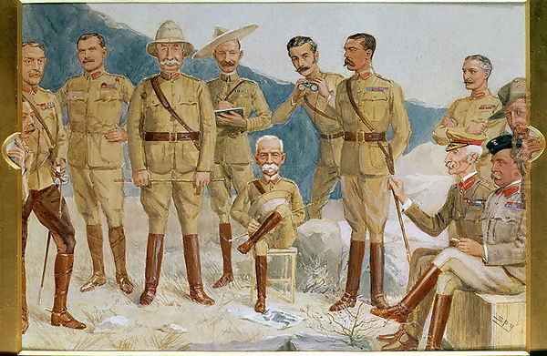 Cartoon of British leaders in the Boer War, Field Marshal Sir Frederick Sleigh Roberts (1832-1914) With His Boot on a Portrait of Paul Kruger (1825-1924) Cartoon of British leaders in the Boer War Oil Painting by Leslie Mathew Ward