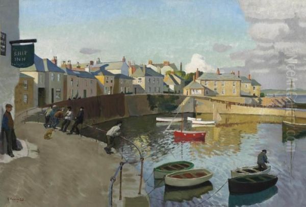 Mousehole Harbour, Cornwall Oil Painting by Harvey Harold