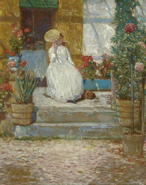 In The Sun Oil Painting by Frederick Childe Hassam