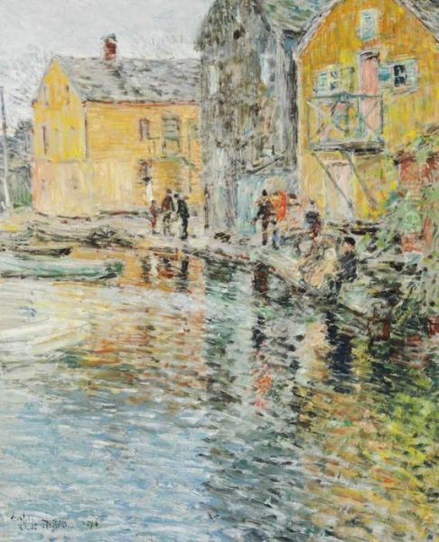 The Smelt Fishers, Cos Cob, Connecticut Oil Painting by Frederick Childe Hassam