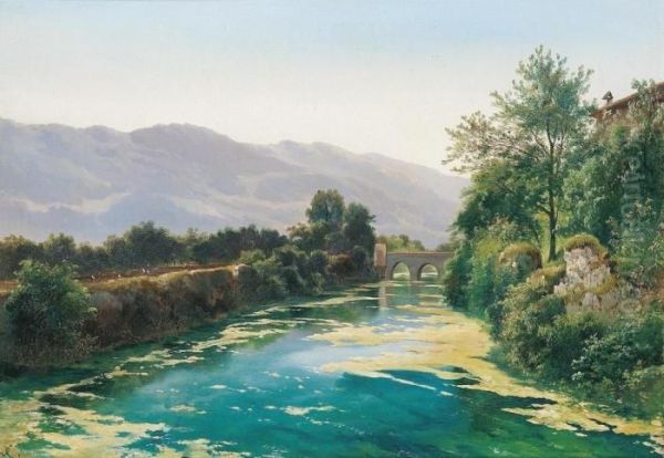 Scene Near Friesach In Carinthia Oil Painting by Karl Franz Emanuel Haunold