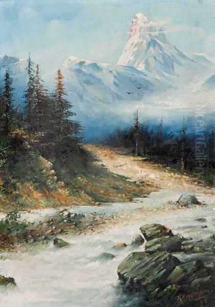 The Matterhorn Oil Painting by Karl Hauptmann