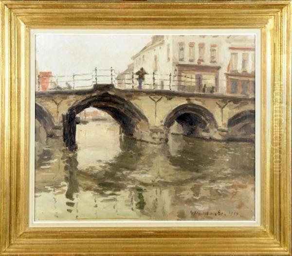 Pont A Malines Oil Painting by Gaston Haustrate