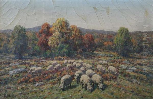 Sheep In Pasture Oil Painting by George Arthur Hays