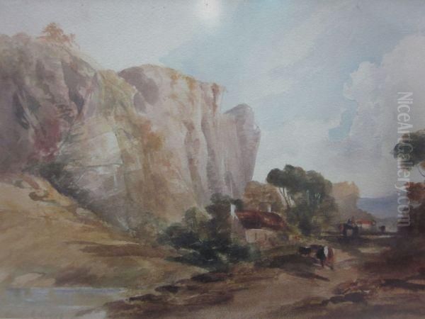 Creswell Crags Oil Painting by John Moyer Heathcote