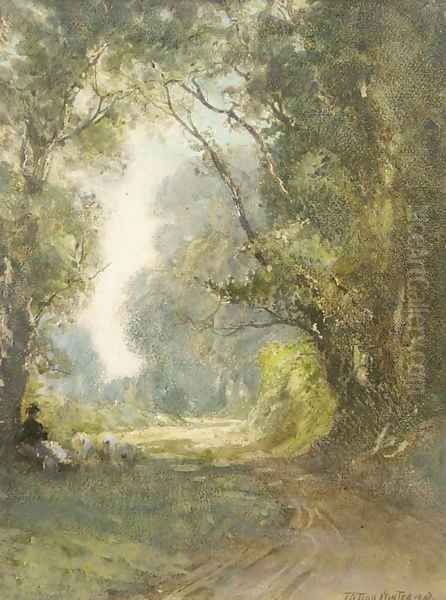 A shady lane Oil Painting by William Tatton Winter