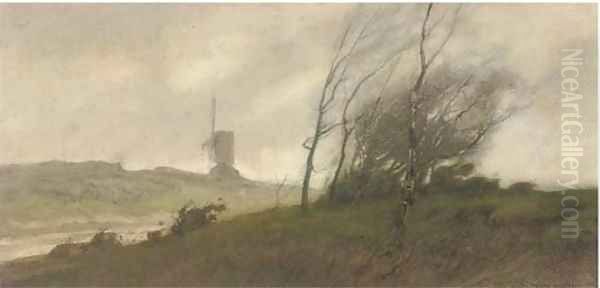 A blustery day Oil Painting by William Tatton Winter