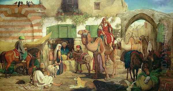 A Street in Jerusalem, 1867 Oil Painting by William J. Webbe or Webb