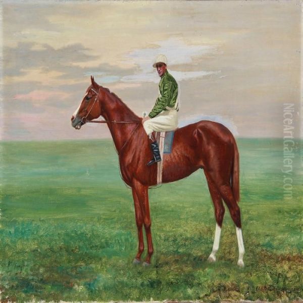 A Jockey On Horseback Oil Painting by Heinrich Hansen