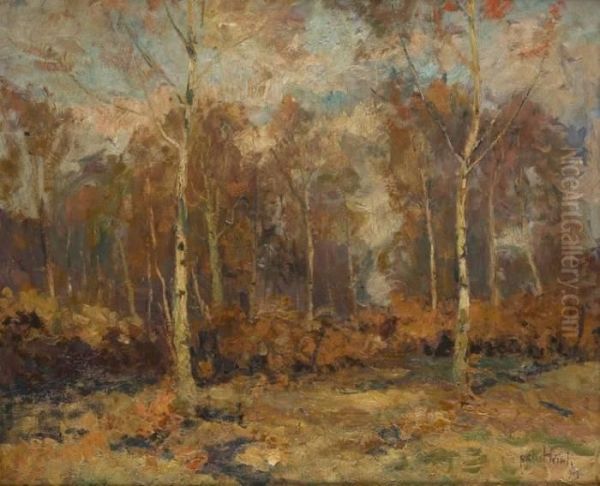 Soleil Dans Le Bois De Bouleaux Oil Painting by Richard Heintz