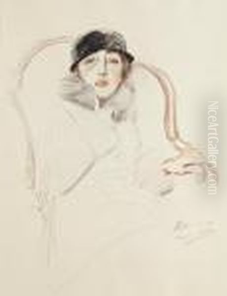 Elegante Au Chapeau Oil Painting by Paul Cesar Helleu