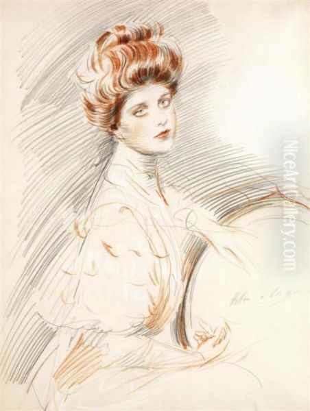 Elegante Oil Painting by Paul Cesar Helleu