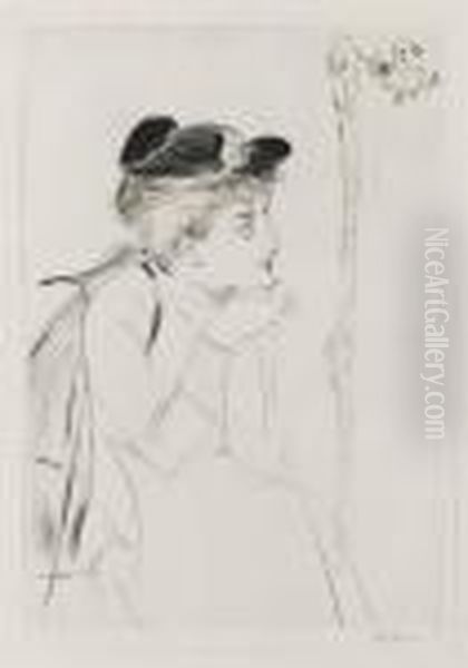 Femme Se Regardant Dans Un Miroir Oil Painting by Paul Cesar Helleu