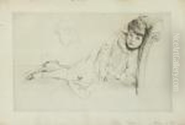 Girl Reclining; Oil Painting by Paul Cesar Helleu