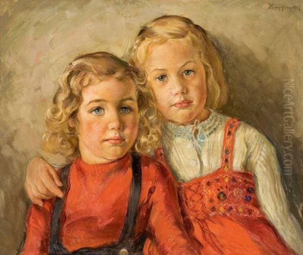 Sisters Oil Painting by Wilhelm Hempfing