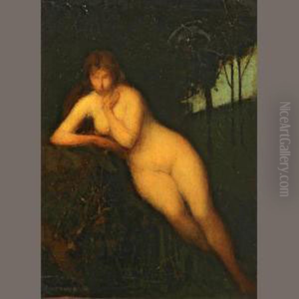 A Nude In A Landscape Oil Painting by Jean-Jacques Henner