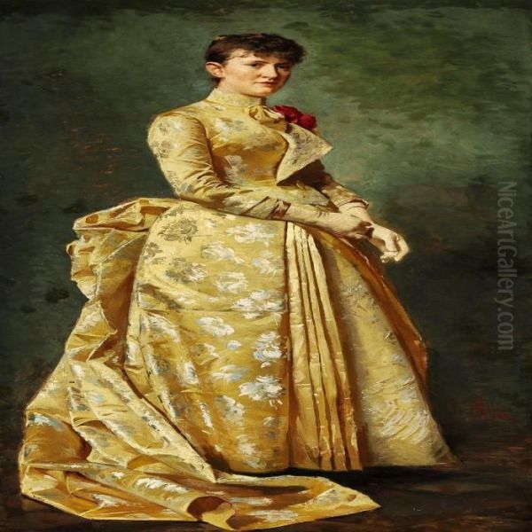 Portrait Of Anna Helen Eybe Married To Barrister Eybe Oil Painting by Erik Henningsen