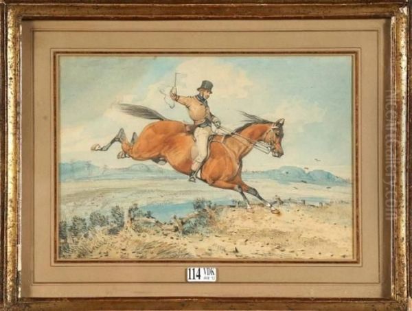 Cavalier Passant Le Gue Oil Painting by Samuel Henry Alken