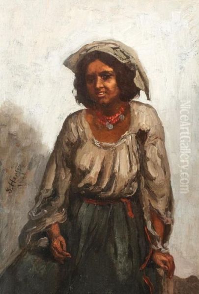 Portret De Tigancusa Oil Painting by Sava Hentia