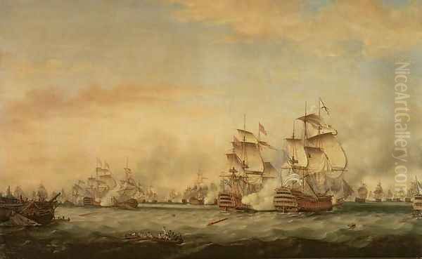 Battle of the Saints, 1782 Oil Painting by Thomas Whitcombe