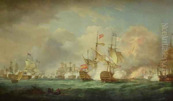 Battle of Trafalgar, 21st Oct. 1805 Oil Painting by Thomas Whitcombe