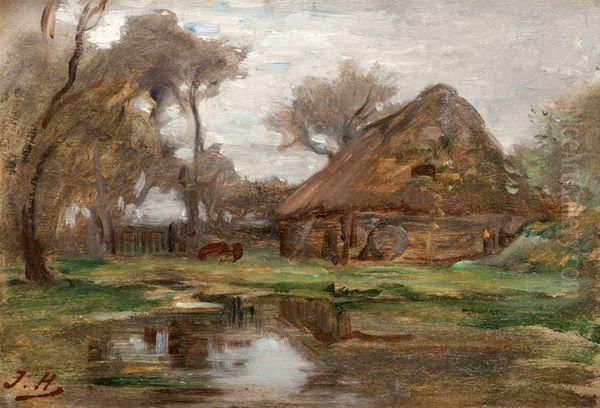 Une Ferme Normande Oil Painting by Jules Hereau