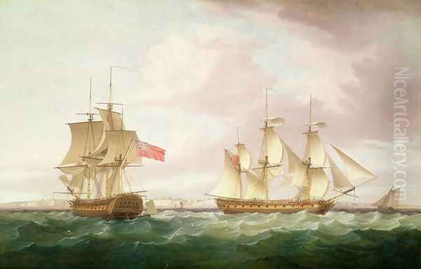 British Frigates off Dover Oil Painting by Thomas Whitcombe