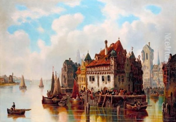 Rotterdam Latkepe Oil Painting by Ludwig Herrmann