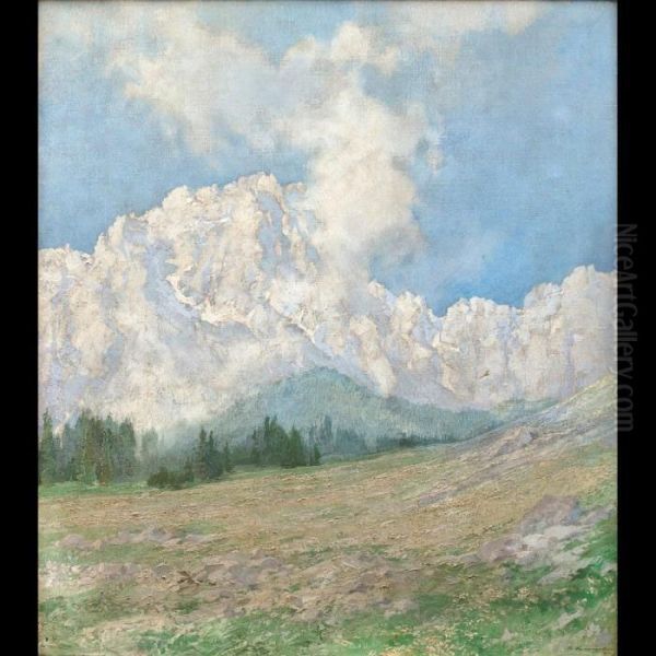 Dolomiti Nel Tirolo - Riepenwand Stubaital Oil Painting by Rudolf Hermanns