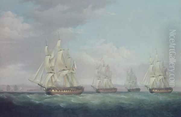 The Capture of the Santa Brigida, 1799 Oil Painting by Thomas Whitcombe