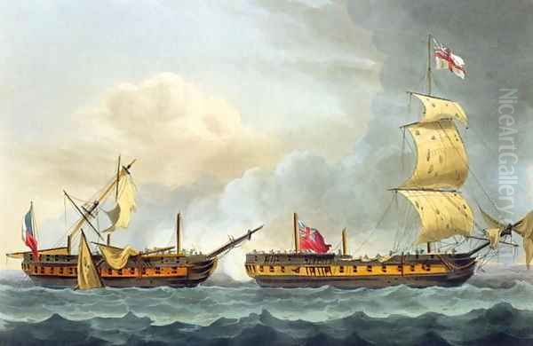 Capture of La Fique January 5th 1795 Oil Painting by Thomas Whitcombe