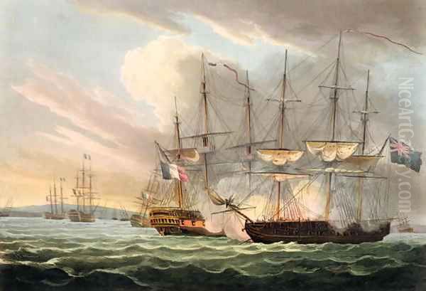 Destruction of the French Fleet in Basque Roads Oil Painting by Thomas Whitcombe