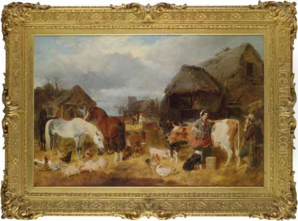 Kentish Farmyard Oil Painting by John Frederick Herring Snr