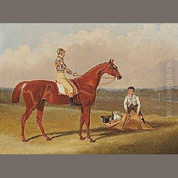 Barefoot, Winner Of The Doncaster St. Leger Oil Painting by John Frederick Herring Snr