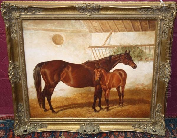 Beeswing And Foal Oil Painting by John Frederick Herring Snr