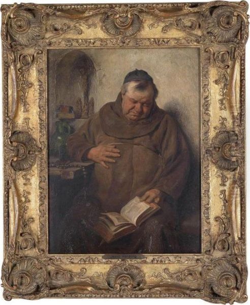 A Good Book Oil Painting by Wilhelm Jakob Hertling