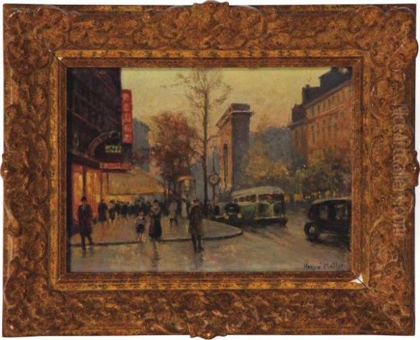 A Boulevard In Paris Oil Painting by Jules Alfred Herve-Mathe