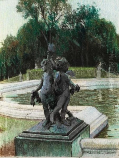 Figurengruppe Im Park Von Versailles Oil Painting by Marcel Hess