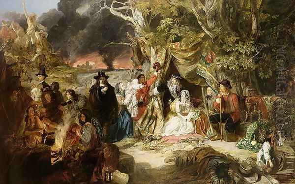 Highgate Fields During the Great Fire of London in 1666, 1848 Oil Painting by Edward Matthew Ward