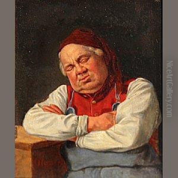 A Sleeping Man Oil Painting by Carl Heuser