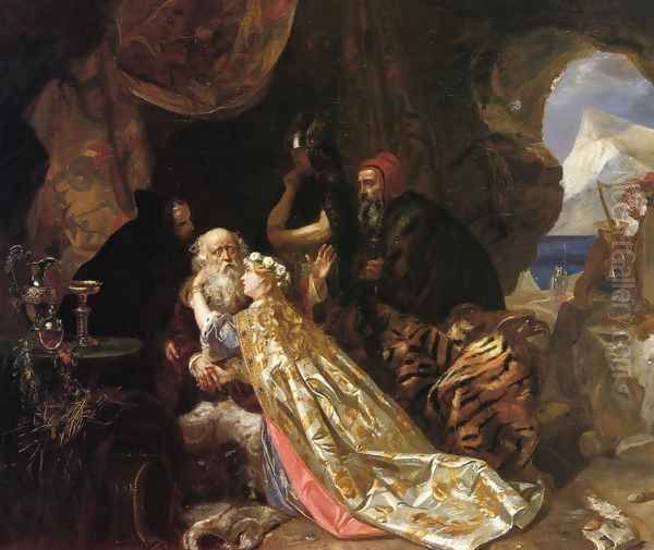 King Lear and Cordelia Oil Painting by Edward Matthew Ward