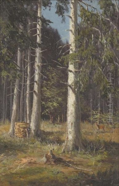 Waldlichtung Mit Reh Oil Painting by Karl Heyden