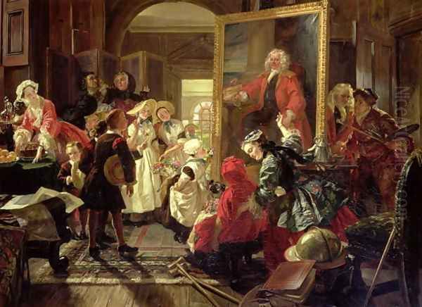 Hogarth's Studio in 1739, 1863 Oil Painting by Edward Matthew Ward