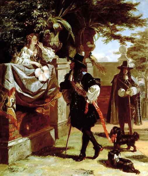 Charles II (1630-85) and Nell Gwynne (1650-87) Oil Painting by Edward Matthew Ward