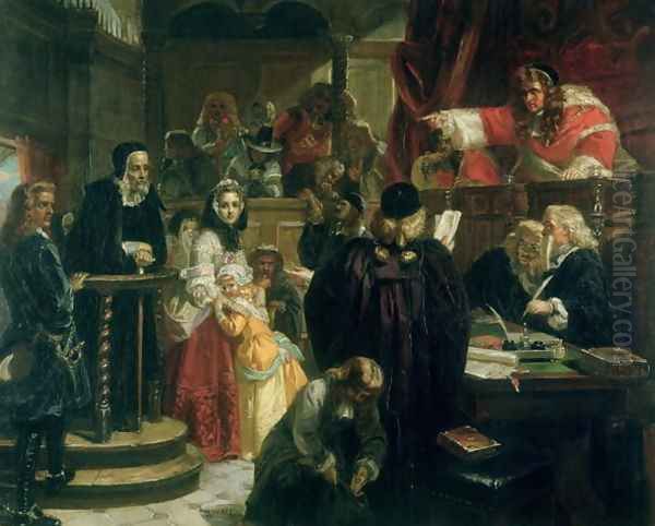 Judge Jeffries (1648-89) Hurling Abuse at Richard Baxter (1615-91) at his Trial Oil Painting by Edward Matthew Ward