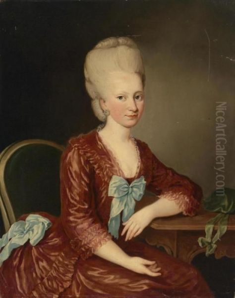 Portrait Of Baroness Josepha Pasqualati Von Osterberg Oil Painting by Joseph Hickel